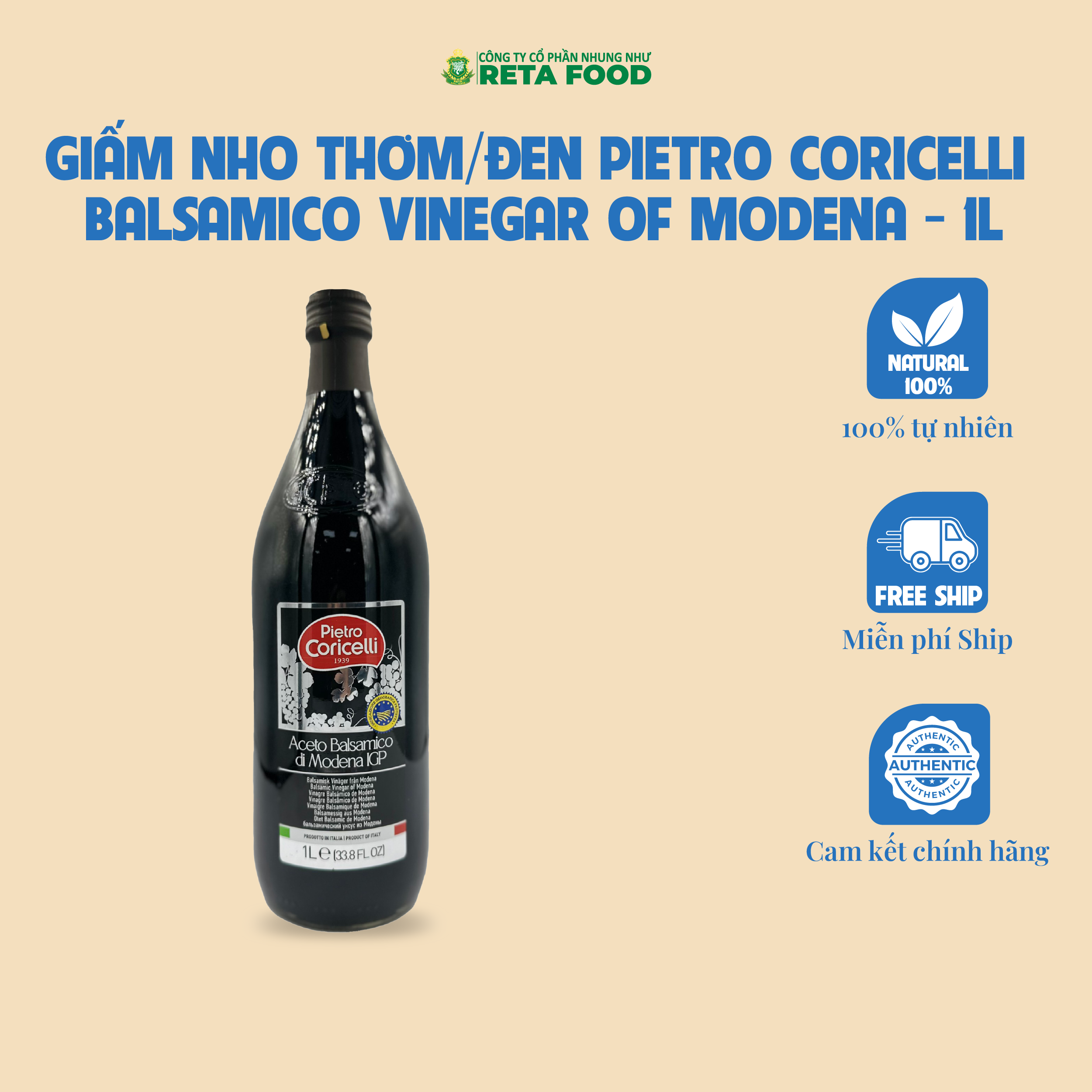 Fragrant/Black Grape Vinegar Pietro Coricelli Balsamico Vinegar of Modena 1L