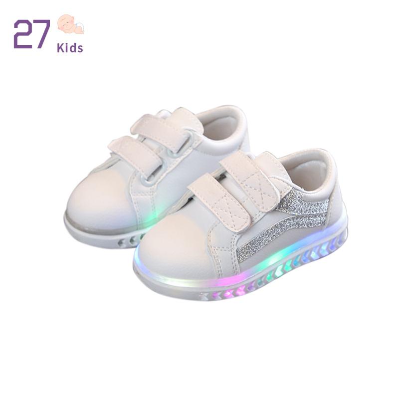 Children Shoes LED Light Kids Shoes with light Baby Boys Girls Lighting Sneakers Casual Children Sneakers 11, White