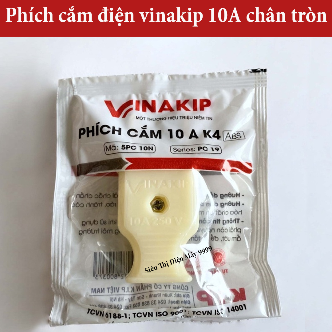 Phích cắm điện vinakip 10A (Chân tròn)