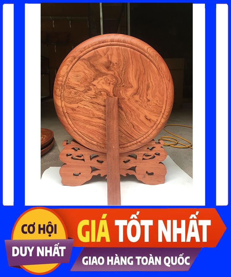 Đĩa Gỗ Hương Phong Thủy Chạm Khắc Tinh Xảo 32cm