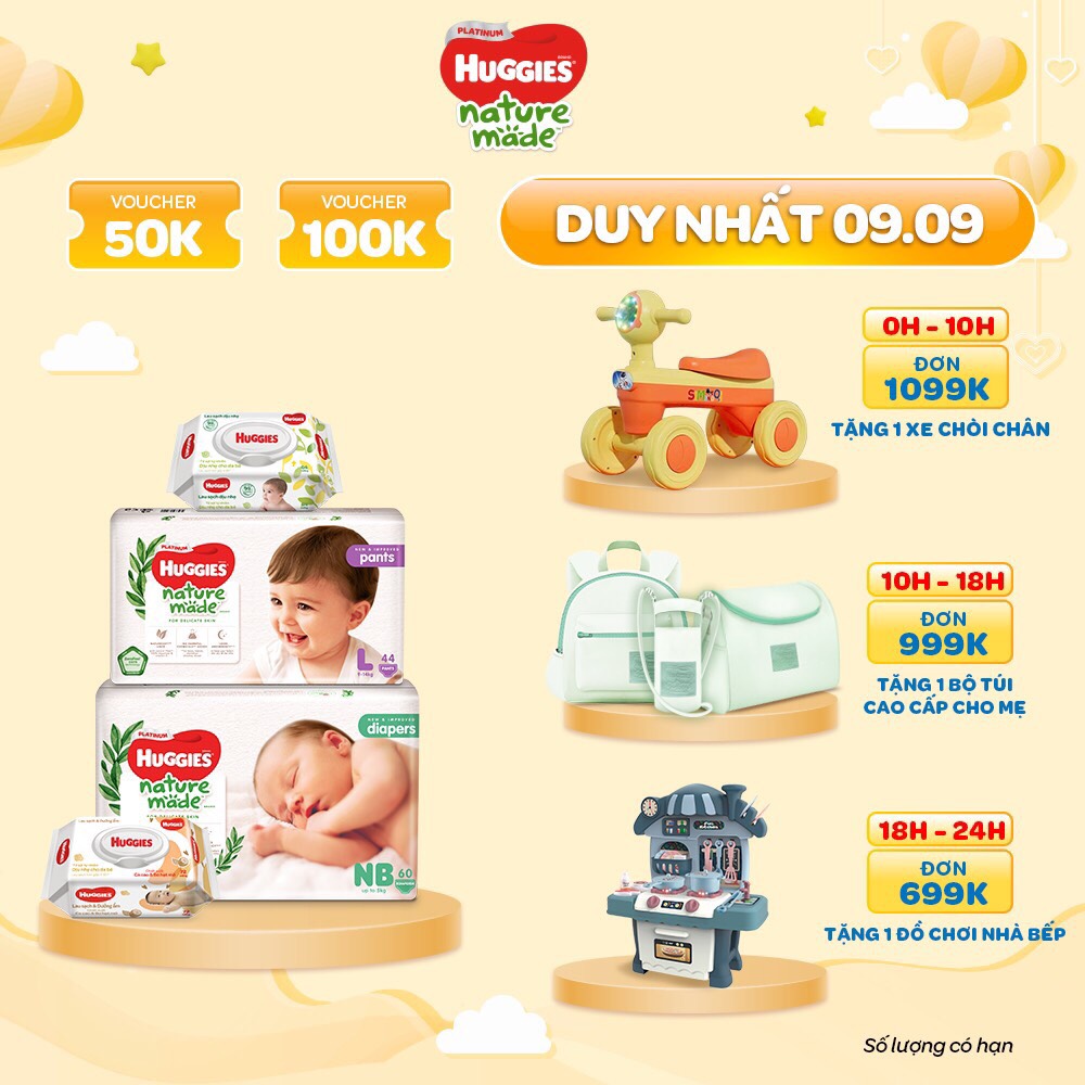 [ĐH999k tặng túi cao cấp] Tã dán siêu Cao Cấp Huggies Nature Made Newborn NB60 (60 Miếng)