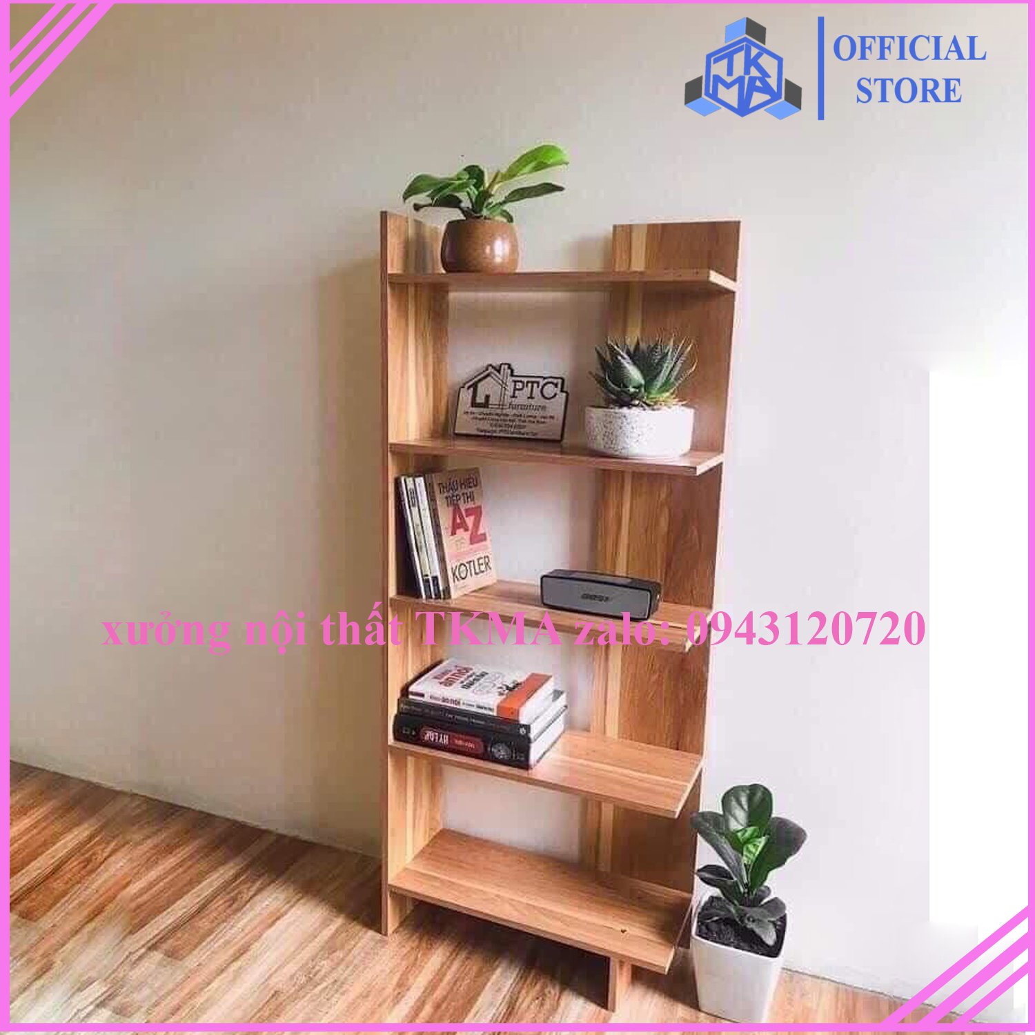 Kệ góc tường gỗ 5 tầng