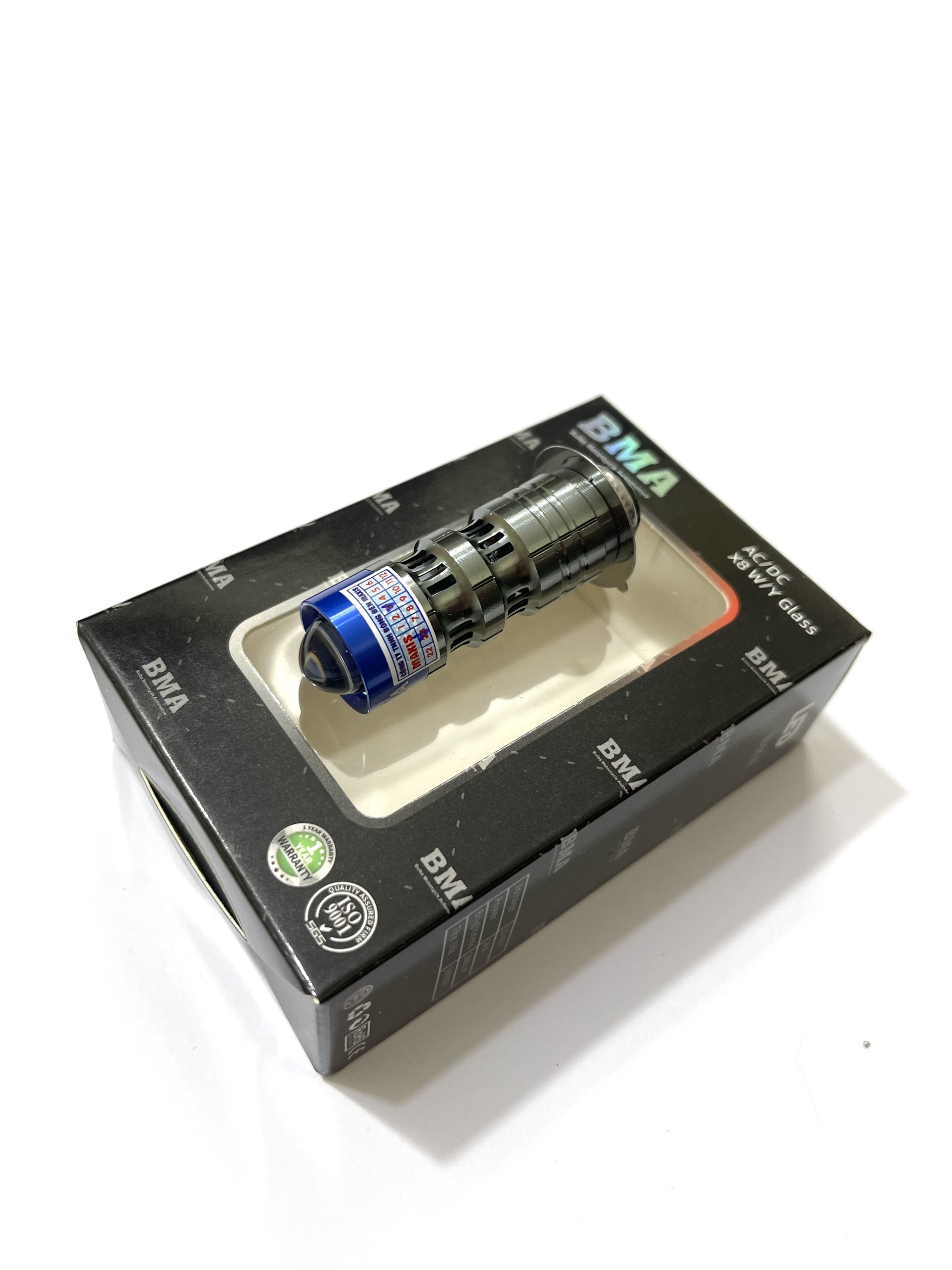 Đèn pha led bi cầu bma mini 2 mầu vàng trắng chân m5 bh 06 tháng
