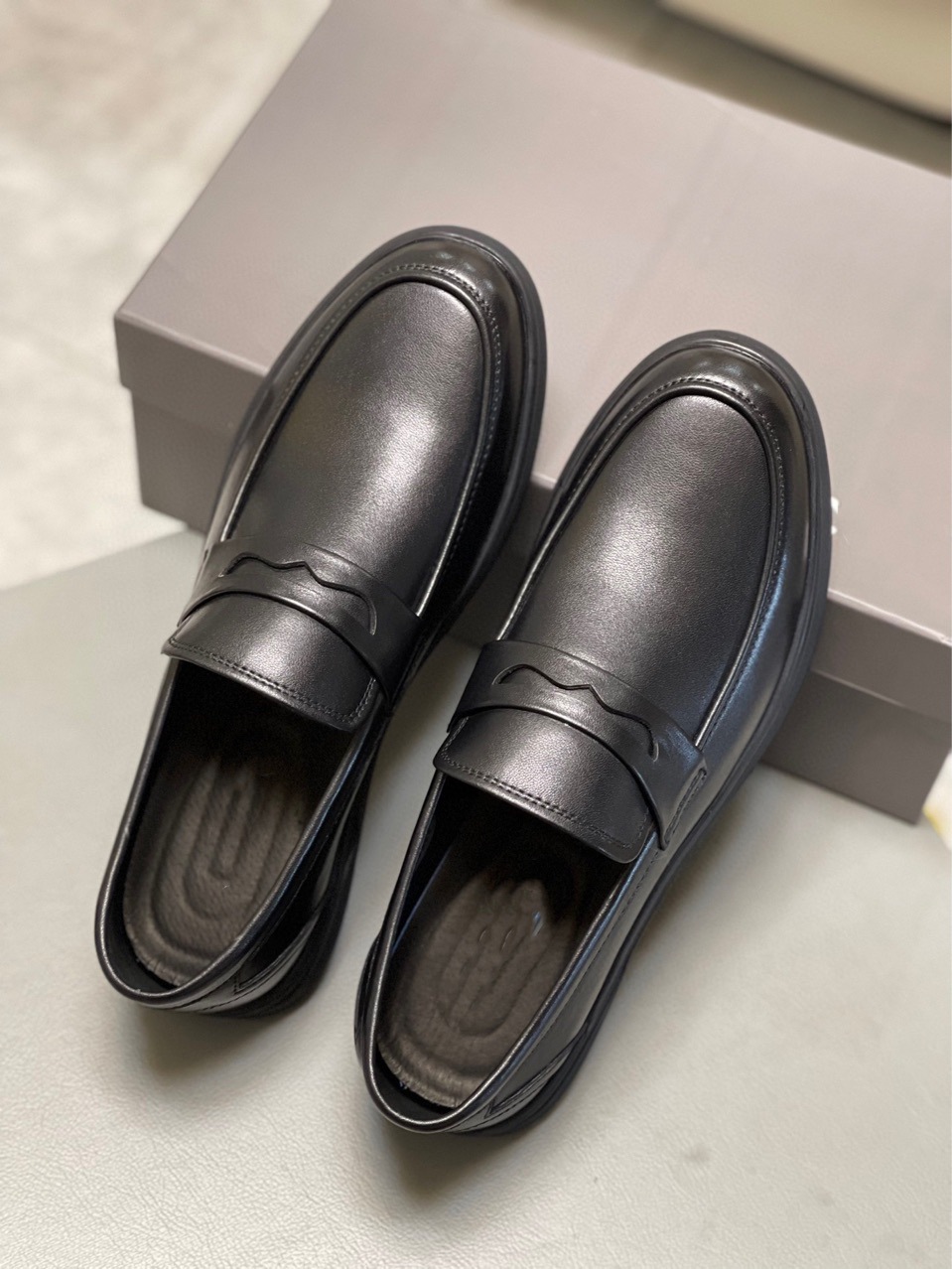 [Hoàn Tiền 15%] Giày Tây Lười Penny Loafer Black White Da Không Nhăn SG1094 Saosaigon