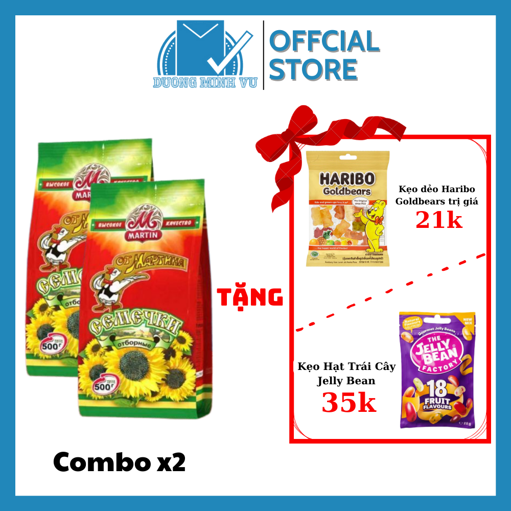[MUA COMBO 2 GÓI TẶNG 1 GÓI KẸO DẺO HARIBO / KẸO TRÁI CÂY JELLY BEAN] Hạt Hướng Dương Rang Martin Gói 500g