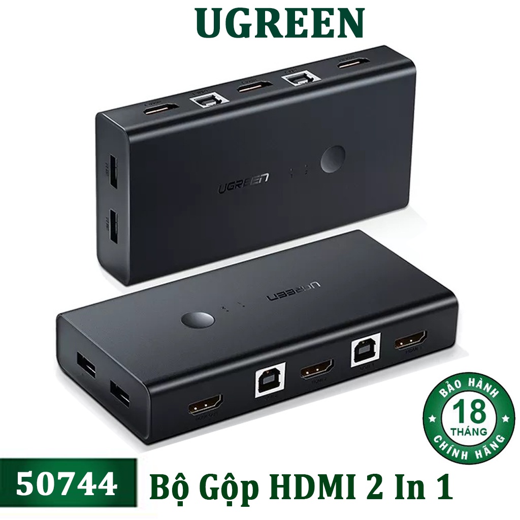 Bộ Chuyển KVM Switch Hdmi 2-1 Chính Hãng UGREEN 50744 (cho kèm 2dây usb)