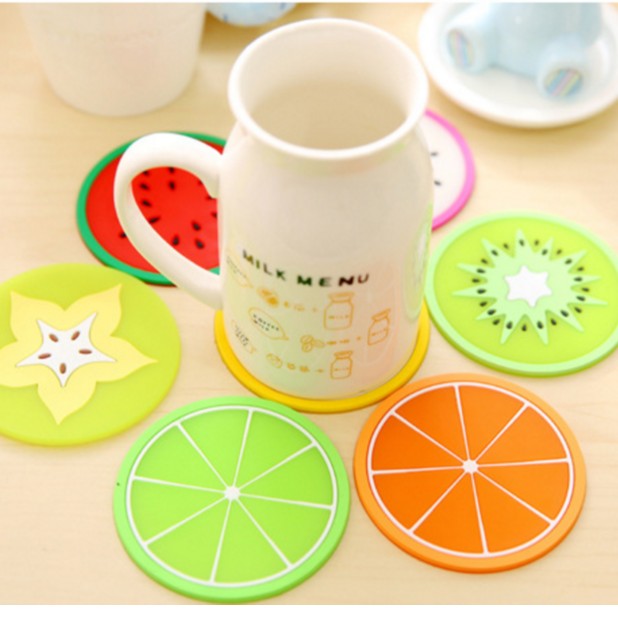 Combo 4 Miếng Lót Ly Chén Cốc Silicon Hình Trái Cây Độc Đáo
