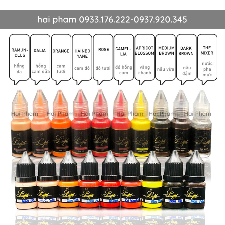 [3.3- 10ml] Mực LIght Phun Xăm Mày Môi Mí Chính Hãng