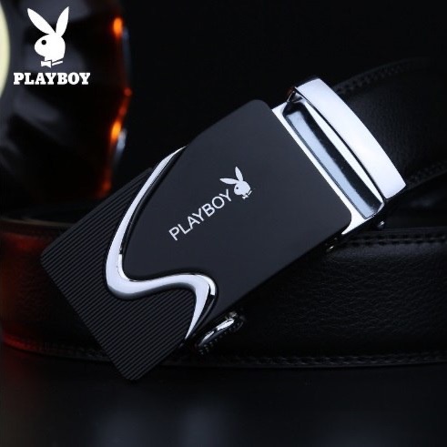 Thắng Lưng Da Bò PLAYBOY cho nam - khoá tự động mặt PB04