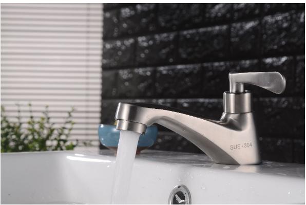 Vòi lavabo lạnh Inox SUS 304 gắn chậu rửa mặt