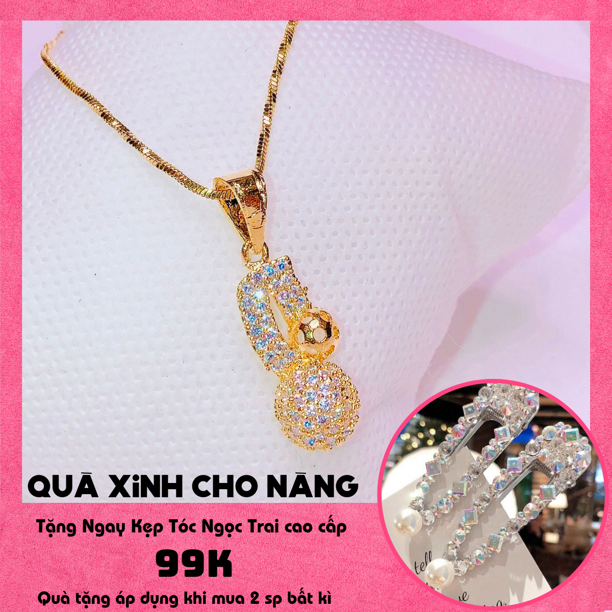 Dây chuyền vàng nữ dây chuyền mạ vàng non 24k đính đá mặt cherry xinh đẹp Trang sức nữ GADO vd038292 - đeo đi đám cưới vô cùng quý phái