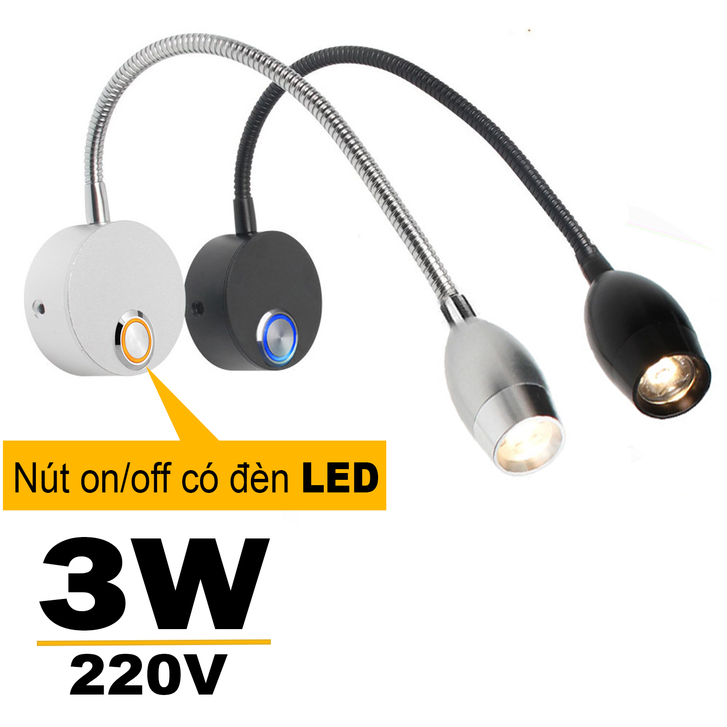 Đèn Led rọi treo tường 3W, Đèn chiếu tranh trang trí tích hợp đèn đọc ...