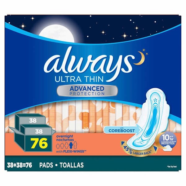 Băng vệ sinh ban đêm always ultra thin advanced overnight pads 76 miễng mỹ