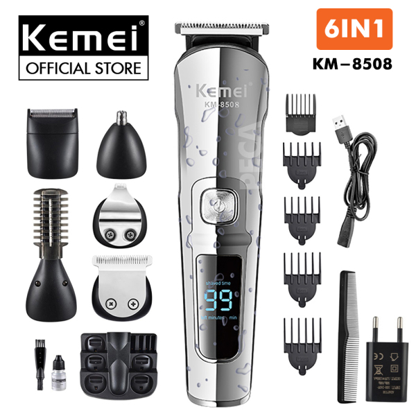 Tông đơ cắt tóc đa năng 11in1 Kemei KM-8508 không dây 2 tốc độ cắt có thể cắt tóc, cạo râu, tỉa lông mũi,... sạc nhanh chỉ 2h - phân phối chính hãng giá rẻ