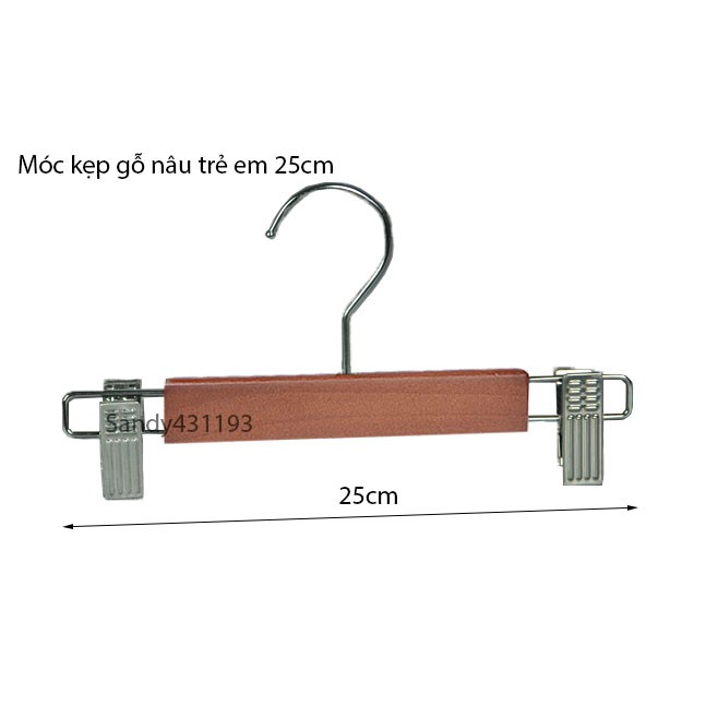 Móc treo quần áo trẻ em chất gỗ nâu