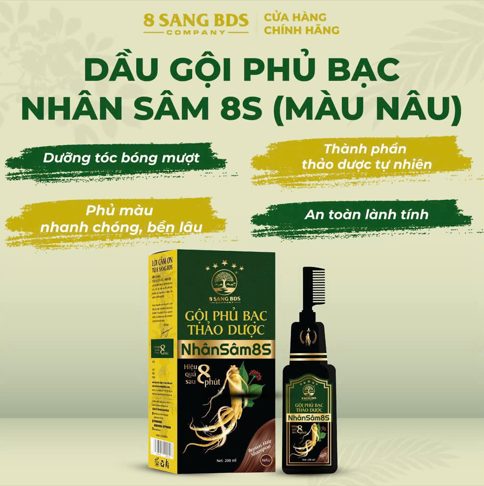 Dầu Gội Phủ Bạc Thảo Dược Nhân Sâm 8S - 8 Sang BDS