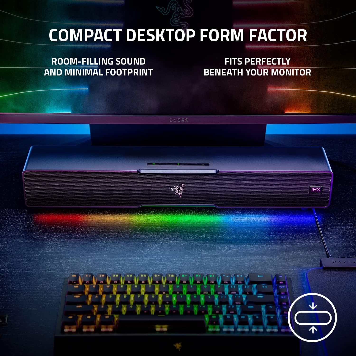 Loa Razer Leviathan V2 | PC Gaming Soundbar with Subwoofer (Loa Gaming) | THX Spatial Audio | Compact Design | Bluetooth