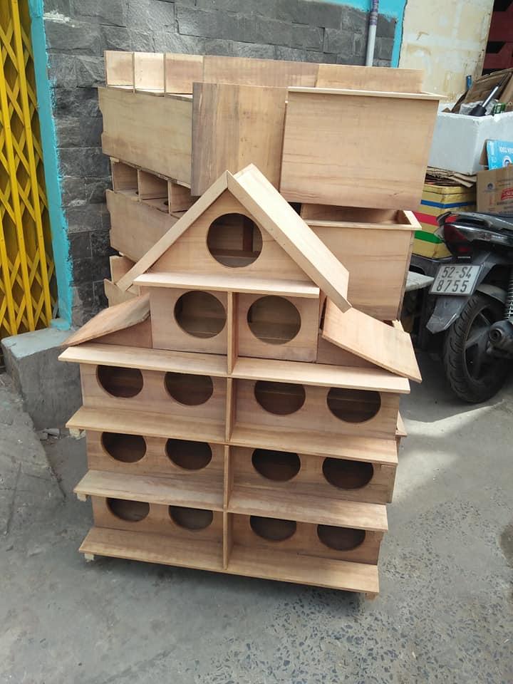 Chuồng bồ câu gỗ 15 lỗ trồng gỗ cây vườn nuôi 8 đôi chim bồ câu thả