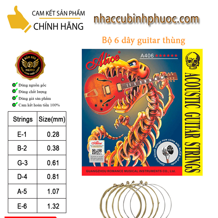 Bộ dây đàn Guitar thùng Alice A406 (Bộ)