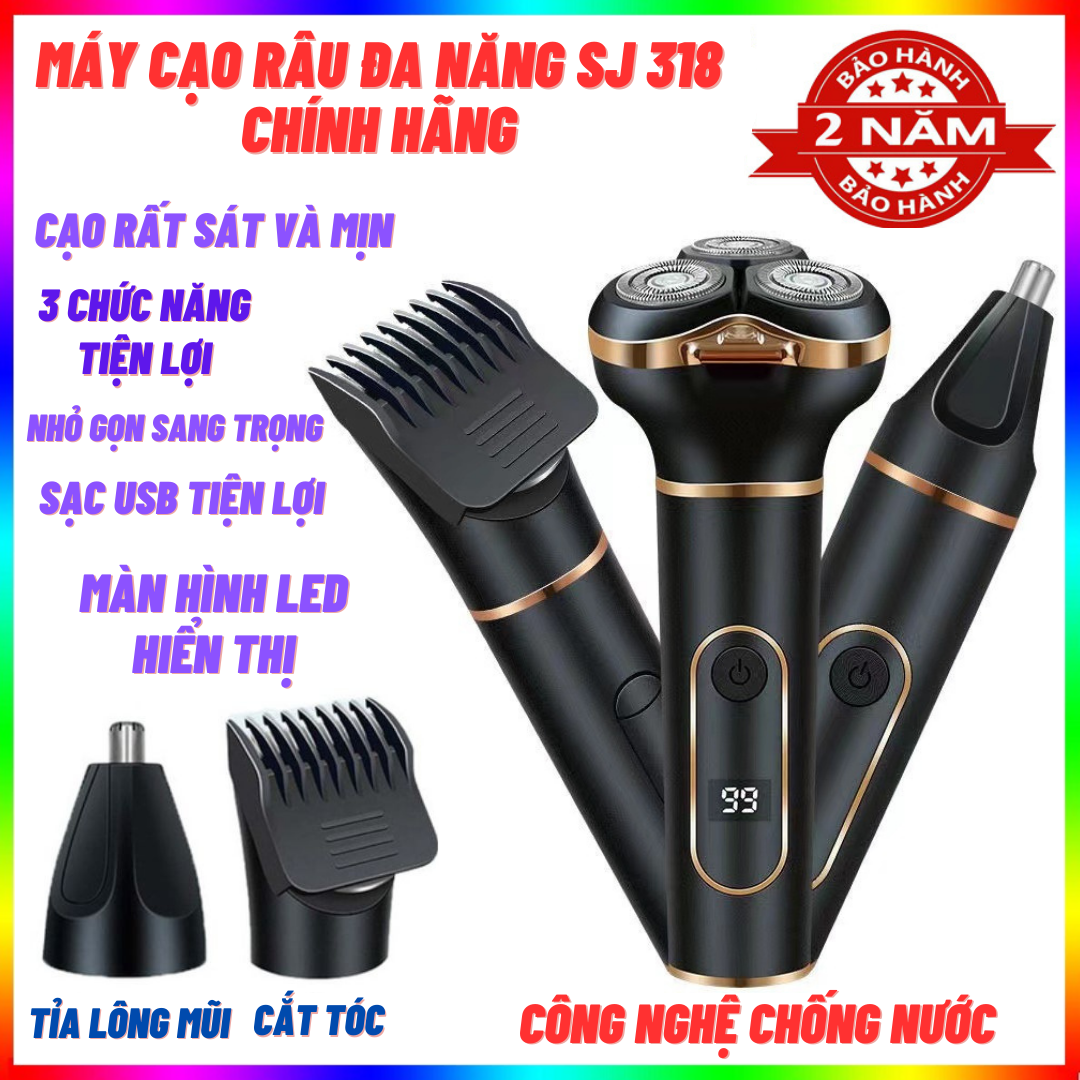 Shaver high-grade Japan sj-318, Shaver male multi-purpose, sewing high beard premium 3 in 1 shaver mini rechargeable electric waterproof modern LCD display
