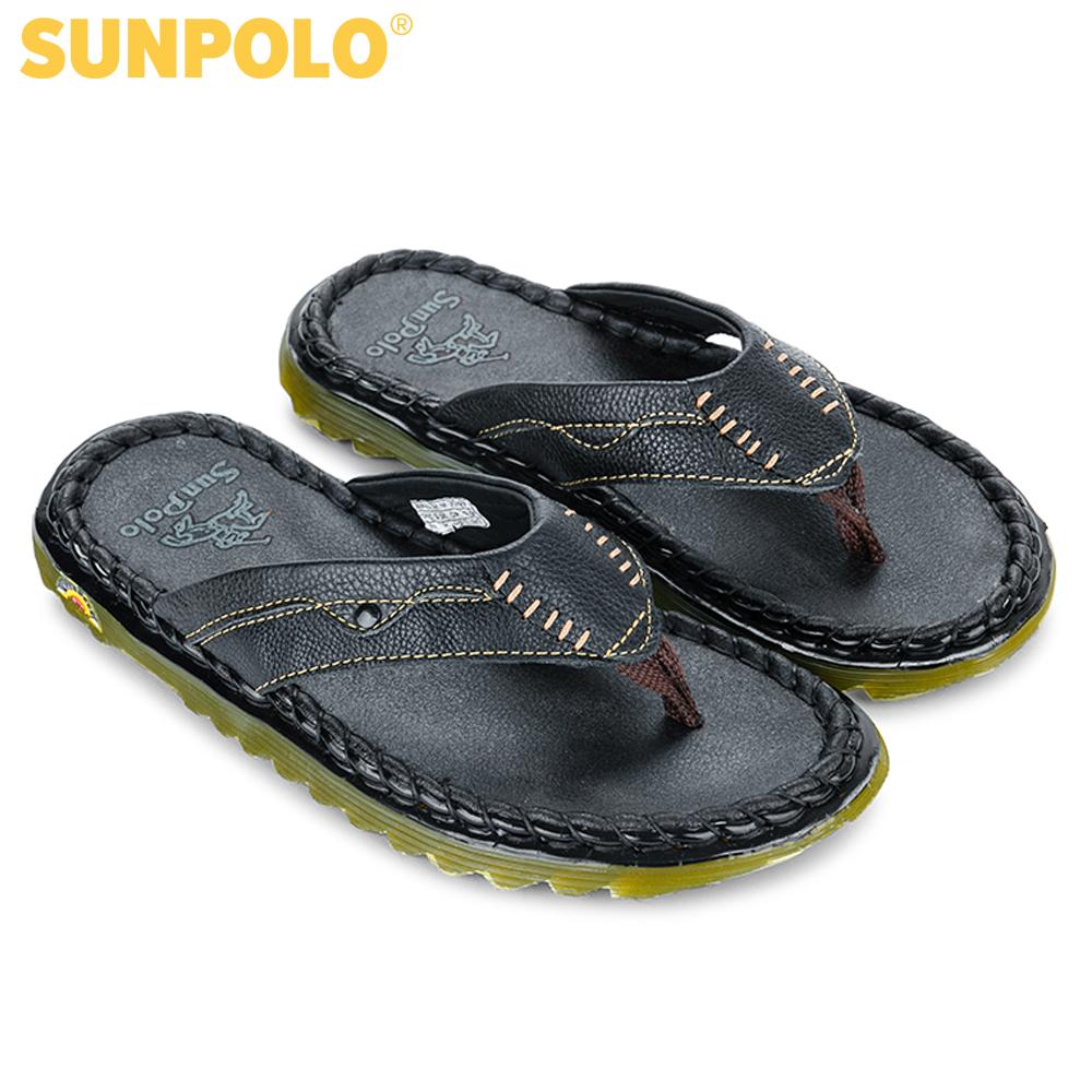 Dép Kẹp Nam Da Bò SunPoLo DRS21D (Đen)