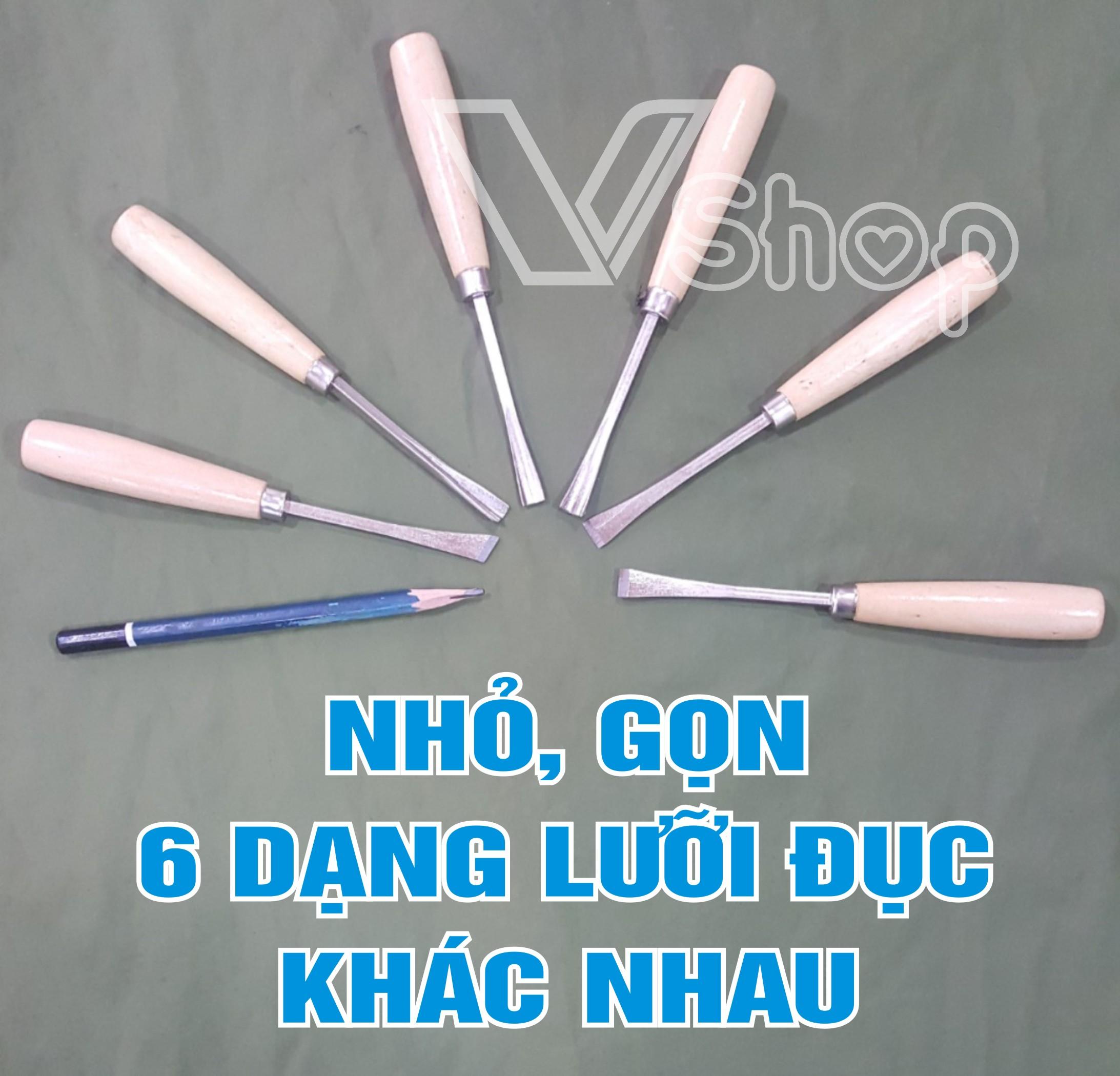 BỘ ĐỤC, ĐIÊU KHẮC GỖ MỸ THUẬT. 6 MÓN