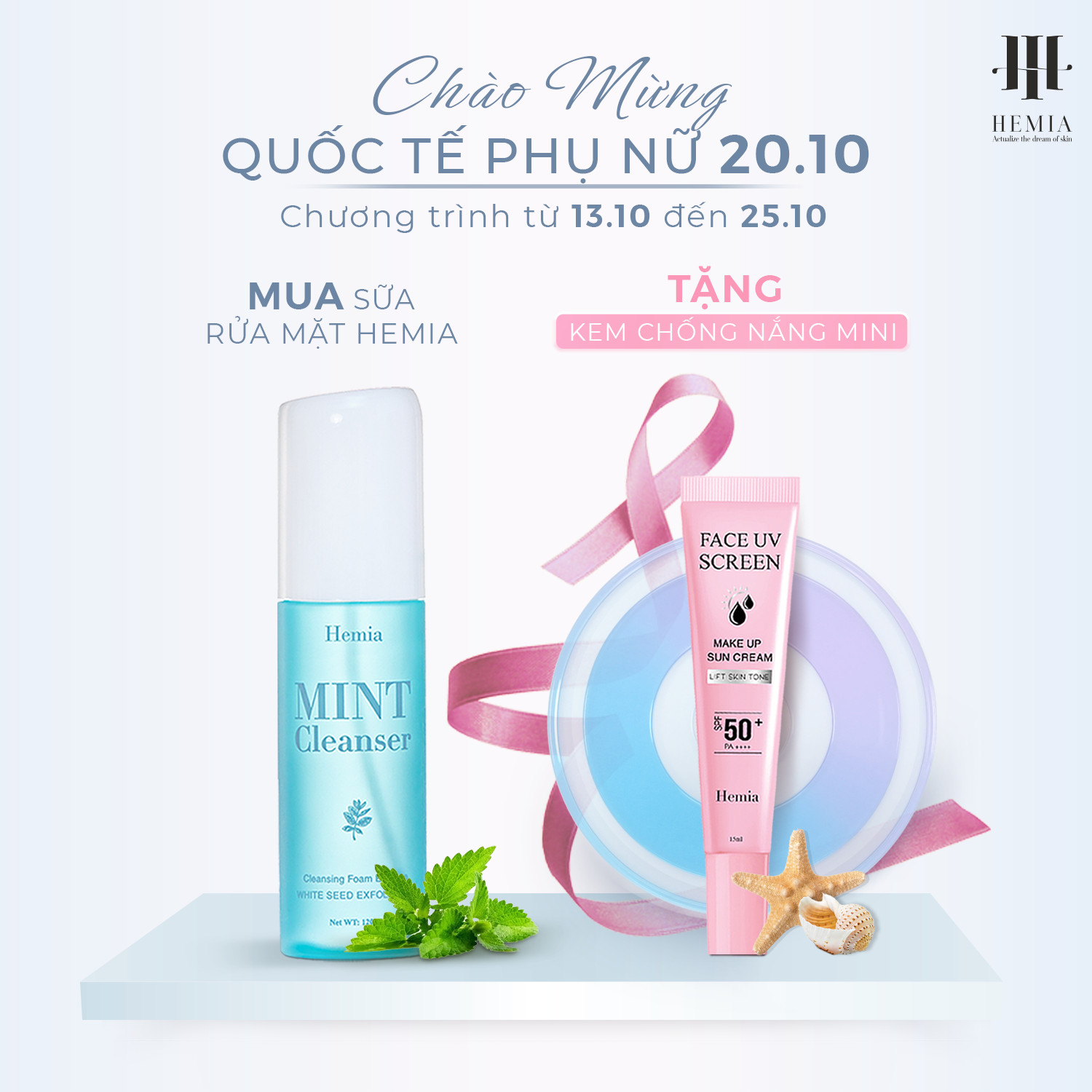 SỮA RỬA MẶT MINT CLEANSER  HEMIA [ Trắng da, ngừa Mụn]