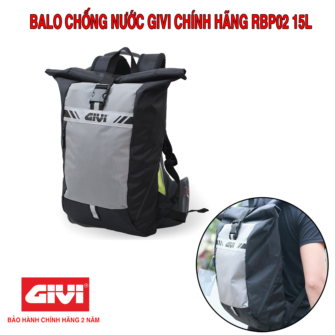 Balo Chống Nước Givi RBP02 15 Lít Chính Hãng - Bảo Hành 2 Năm