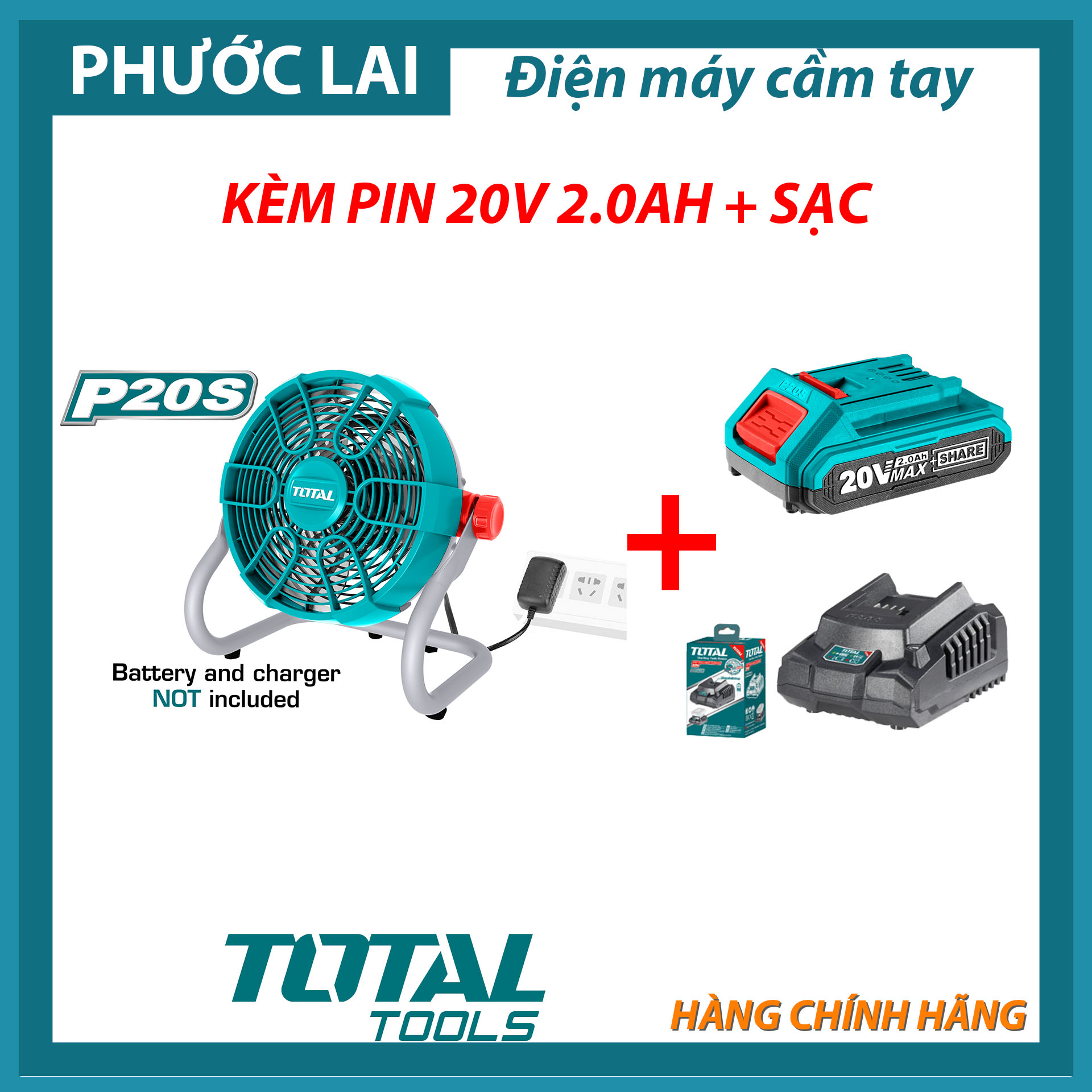 Quạt máy dùng pin lithium 20v total tfali2002