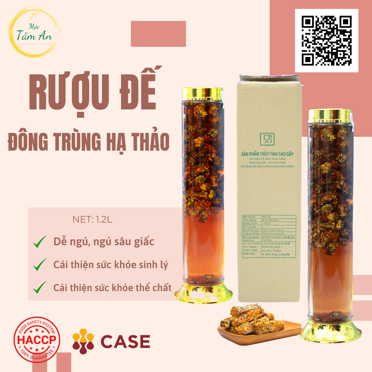 Rượu Ngâm Đế Đông Trùng Hạ Thảo - Bình 1.2L