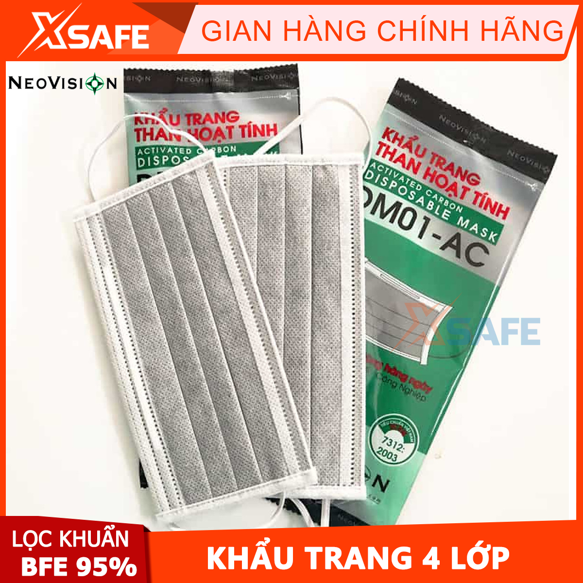 Neovision dm01-ac activated carbon mask, medical mask 4 layers of charcoal filter cloth, washable and reusable (washing activated carbon note) [Original] [xsafe]