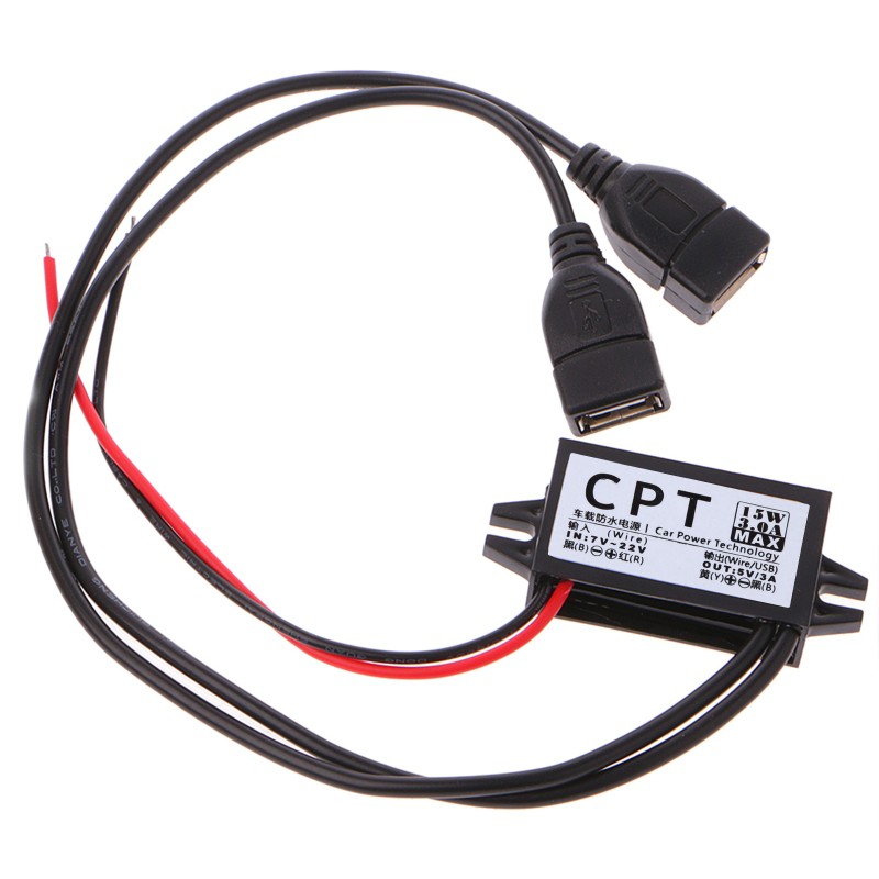 Bộ chuyển đổi điện áp - hạ điện áp 12v sang 5v 3a có 2 cổng sạc usb chuyên dụng