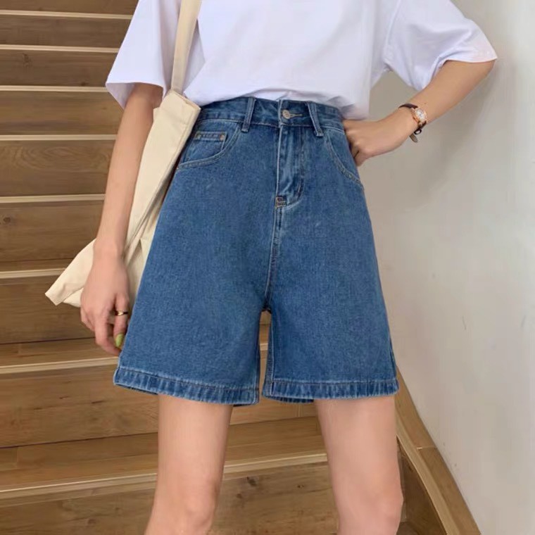 Quần short jean nữ ngố ống rộng