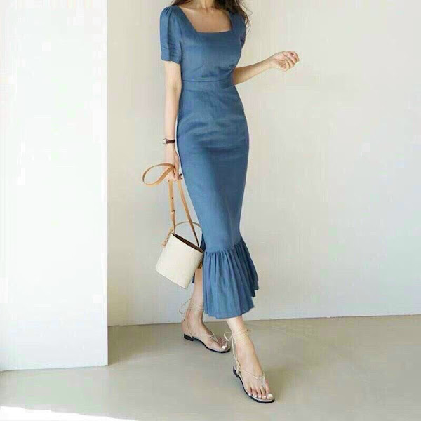 [HCM]ĐẦM ÔM CỔ VUÔNG ĐUÔI CÁ