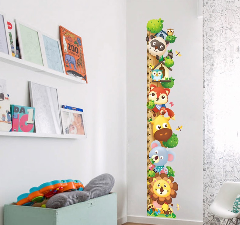 Decal dán tường Thước đo thú xinh - T5 -vivadecal