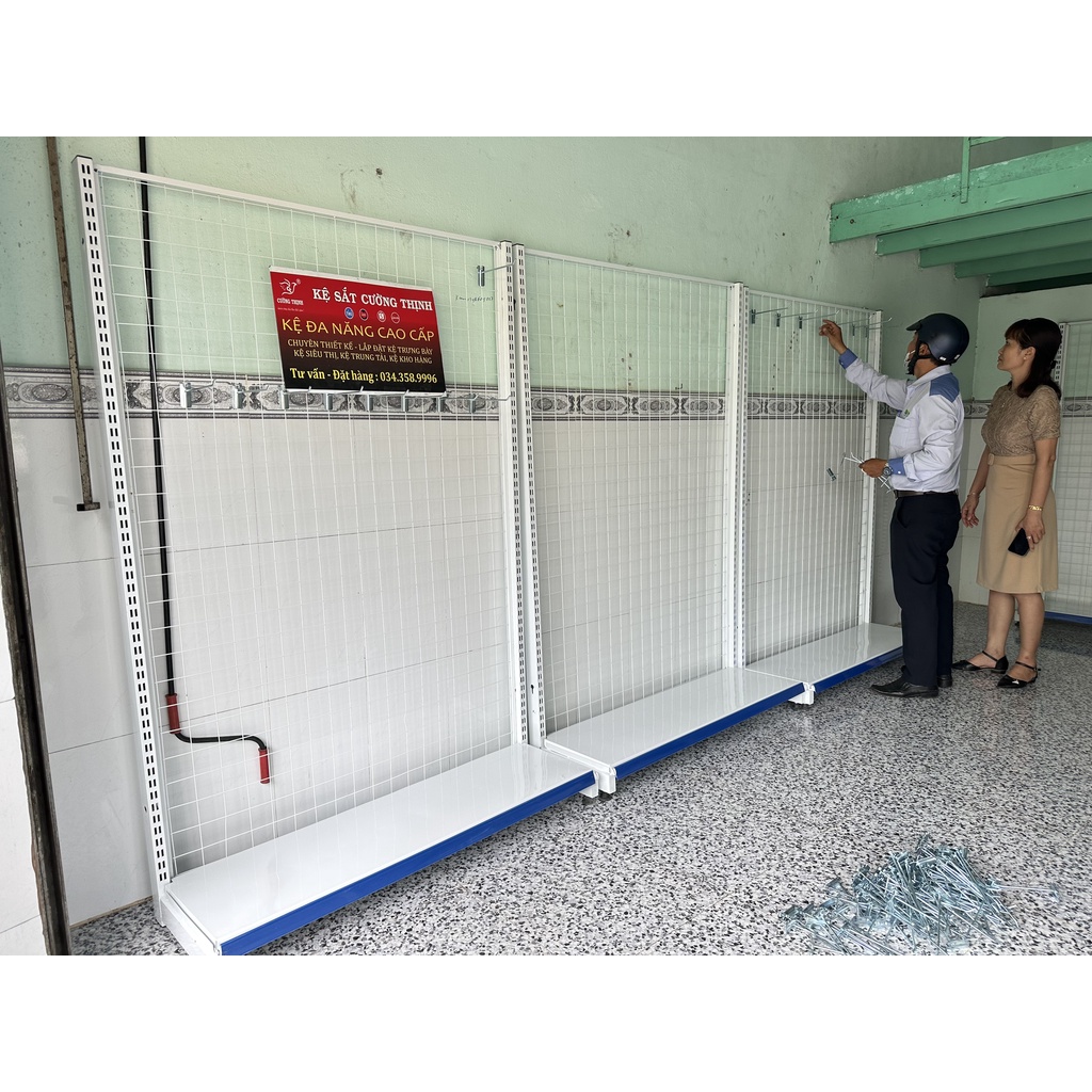 Kệ Lưới, Móc treo đồ ( Cao 1m8 X Dài 1m2) Tặng mèm 15 Móc 15cm