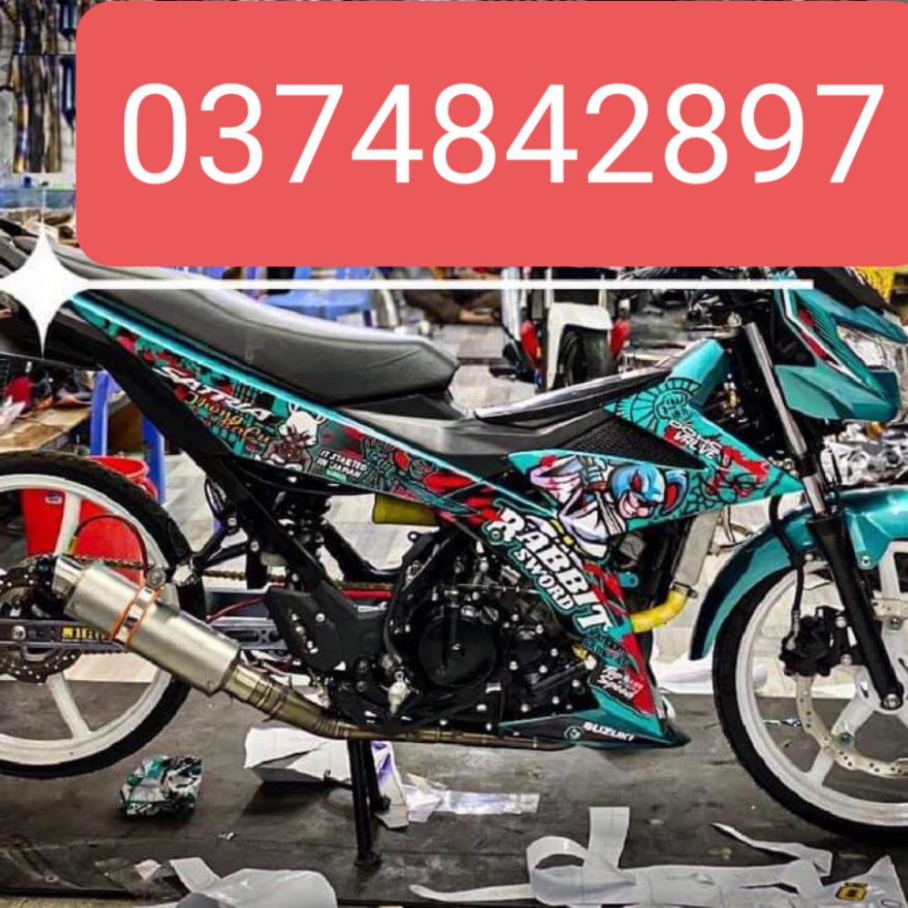 Tem xe satria - raider , tem rời cao cấp mẫu tem rabbit xanh lục bảo