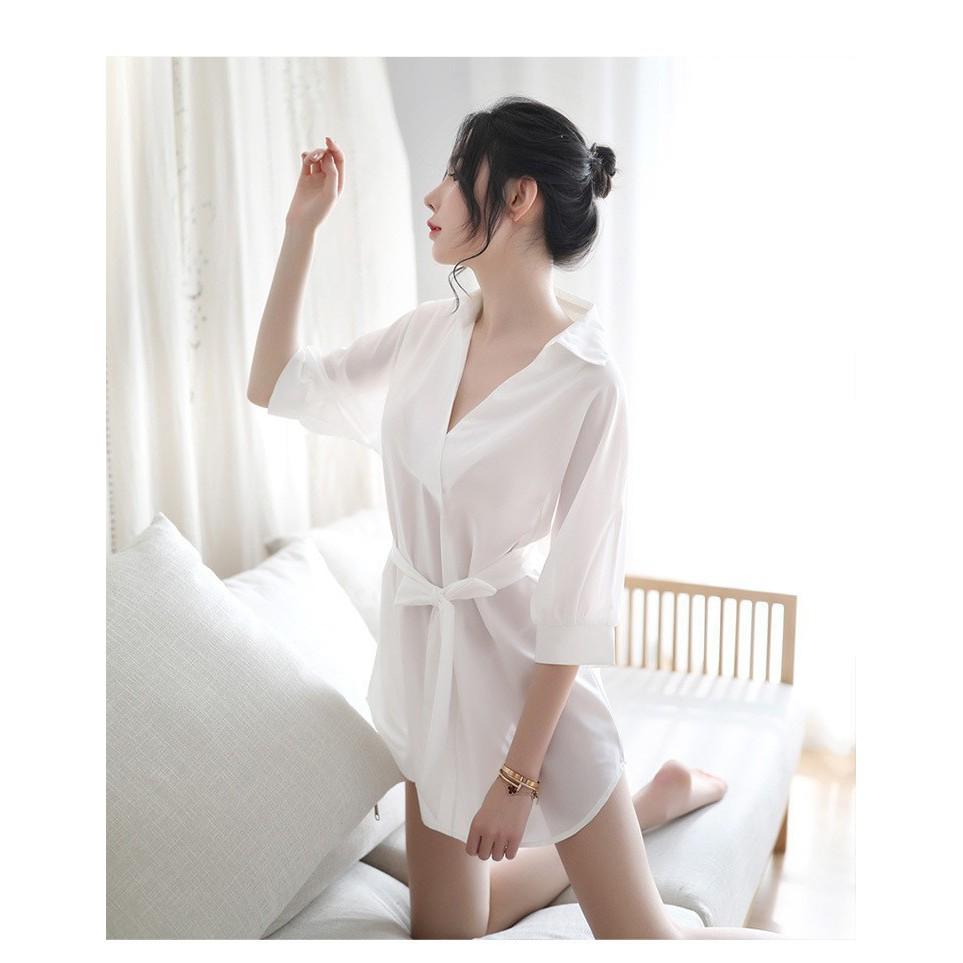 Đầm Ngủ Thun Kiểu Áo Sơ Mi Tay Lửng CDAN73