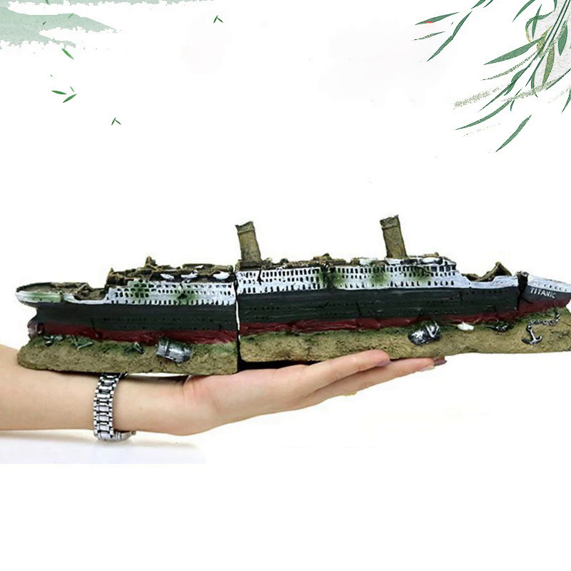 Chìm Titanic Mô hình đồ trang trí đắm tàu đồ trang trí bể cá nhựa tự nhiên trang trí bể cá lâu đài trang trí bể cá