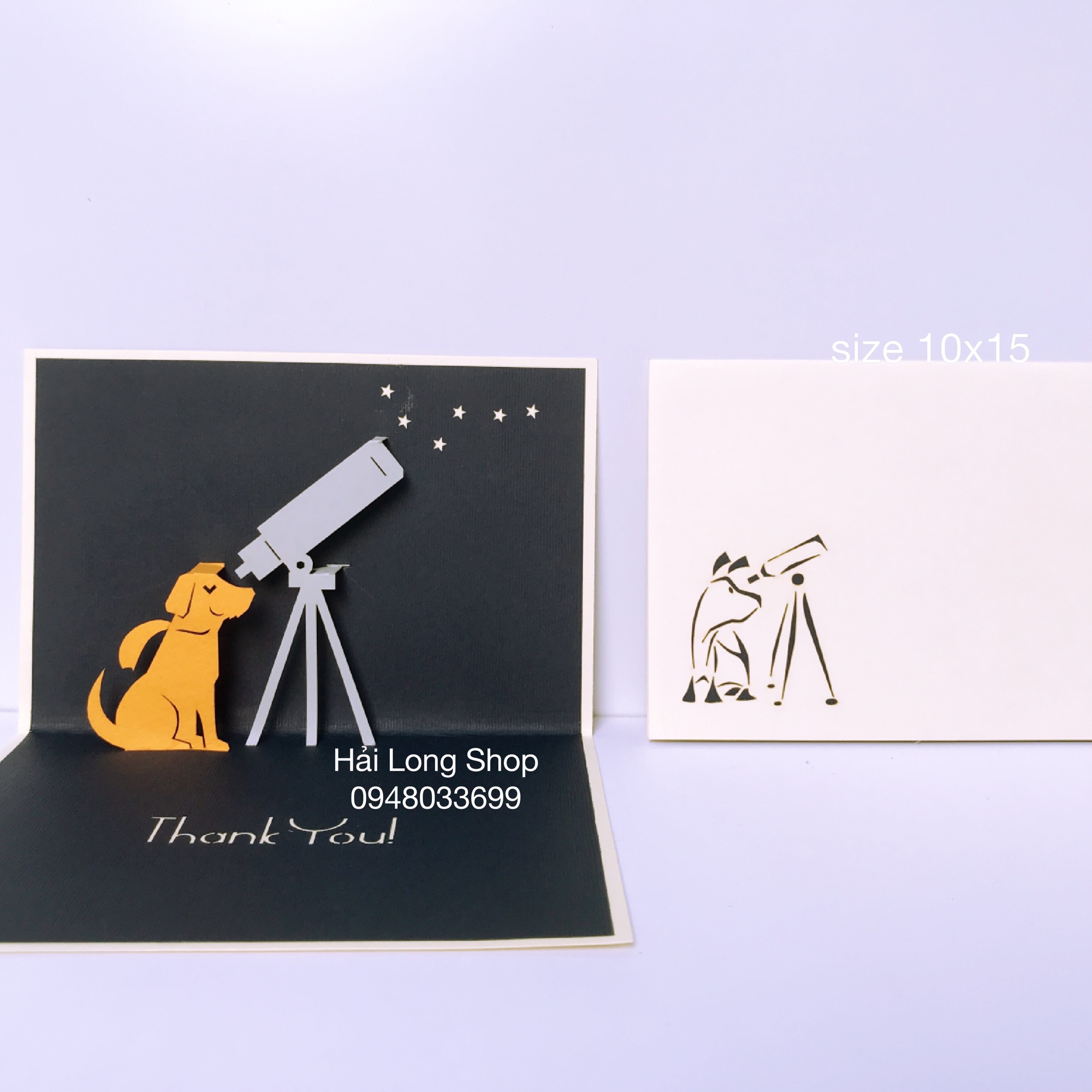Con Chó 1 ( ngắm sao ) - Dog - Thank you - Thiệp 3D