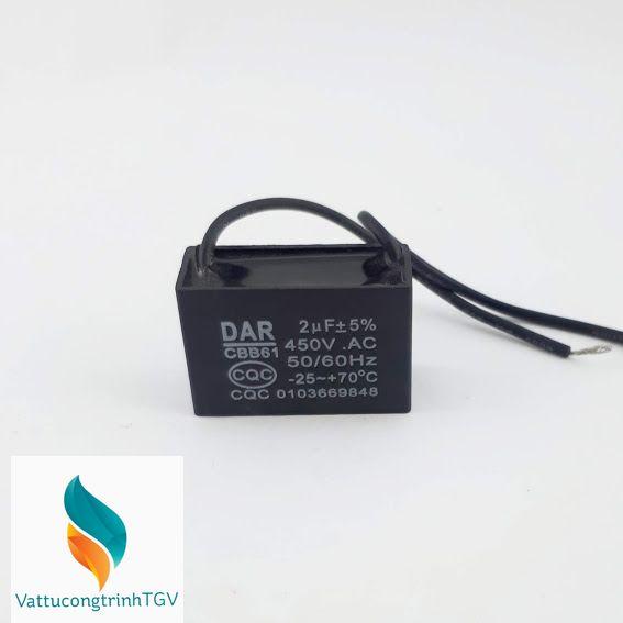 Tụ quạt dây DAR CBB61 450VAC 1uF-1.5uF-2uF-2.5uF