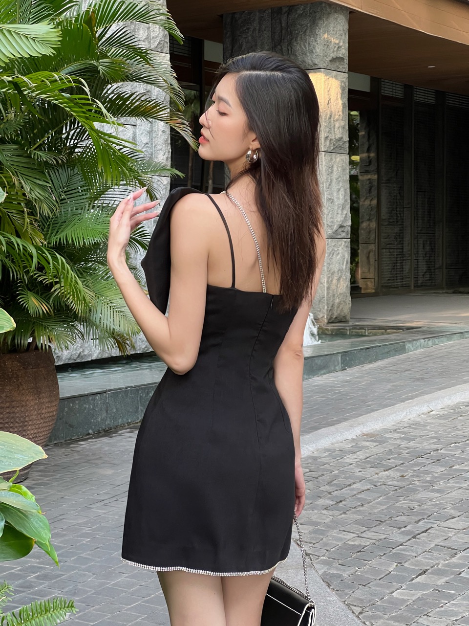 COCO SIN - Đầm Tapta Đen Nơ
