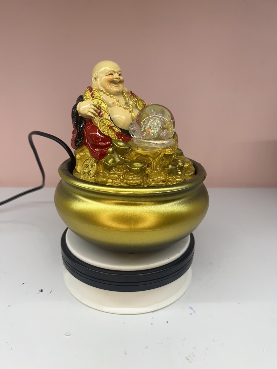 Golden Maitreya Buddha Feng Shui Waterfall