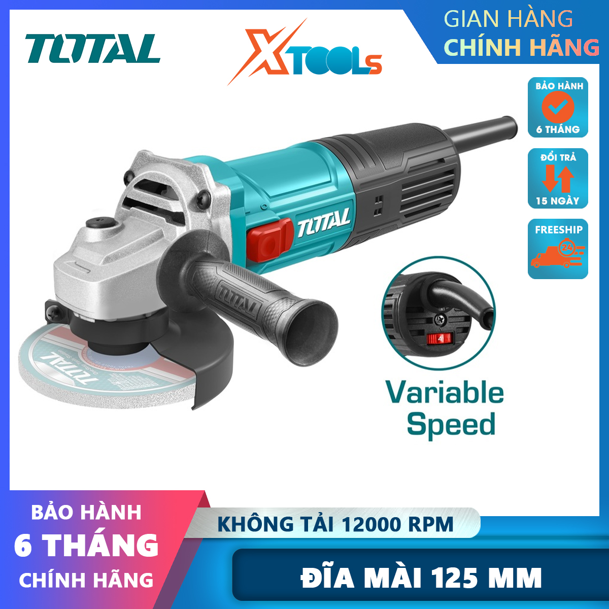 Total tg109125565 900W 125mm angle grinder with adjustable speed