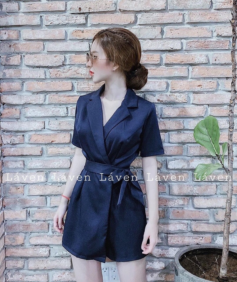 Jum Nữ Cổ Vest Cột Nơ Eo Thời Trang Bambo