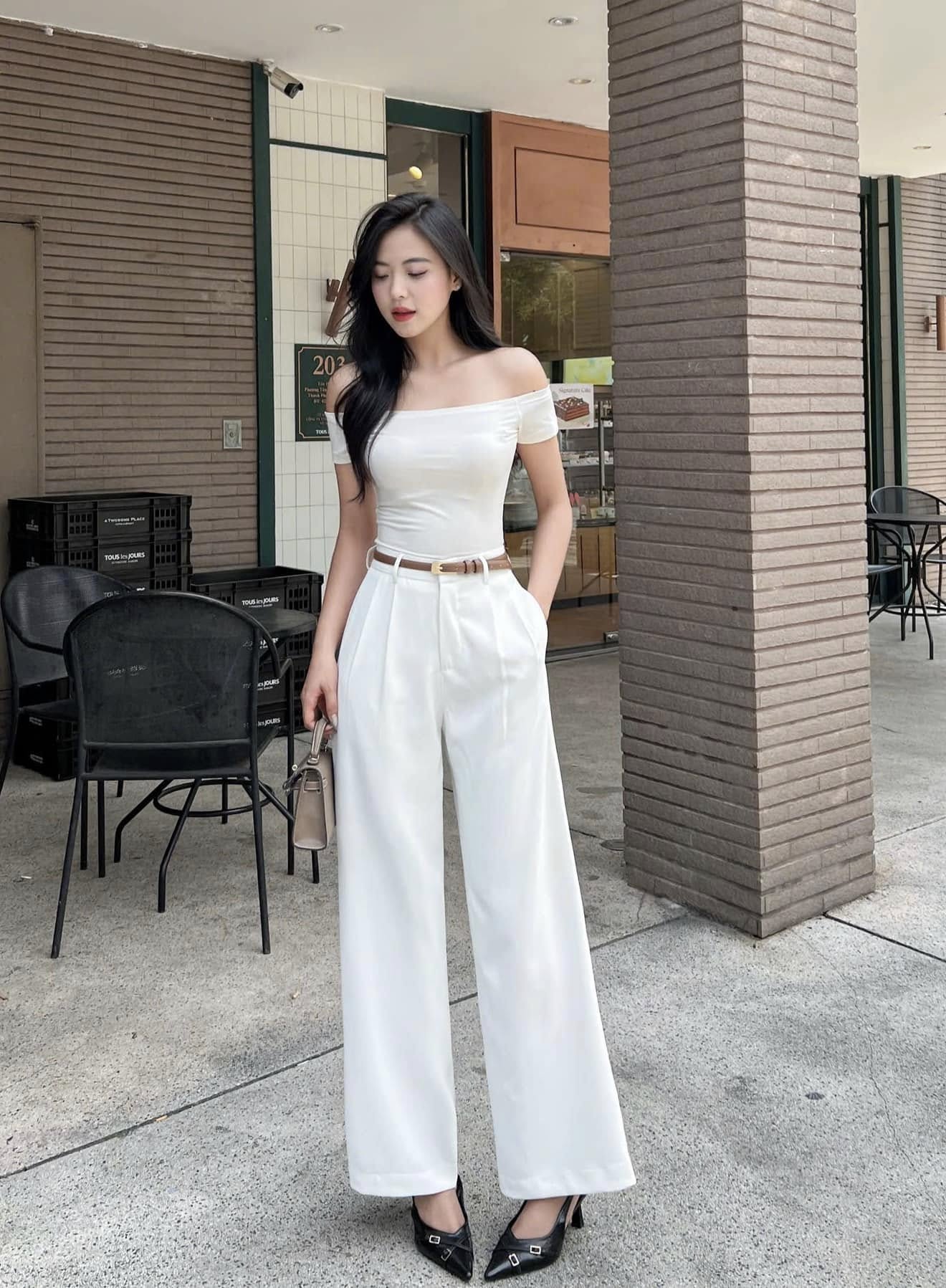 TEDDY PANTS - Quần dài ống rộng cạp cao