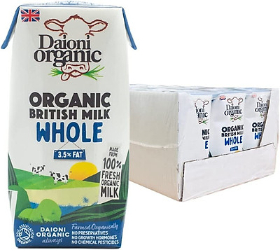 Bán lẻ 1 hộp] sữa tươi nguyên kem hữu cơ daioni organic 200ml