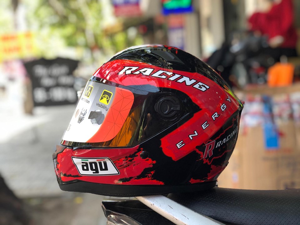 [HCM]Mũ bảo hiểm fullface AGU tem racing đỏ