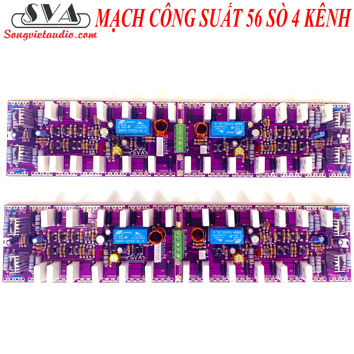 Mạch công suất 56 sò 4 kênh sợi thủy tinh - cặp
