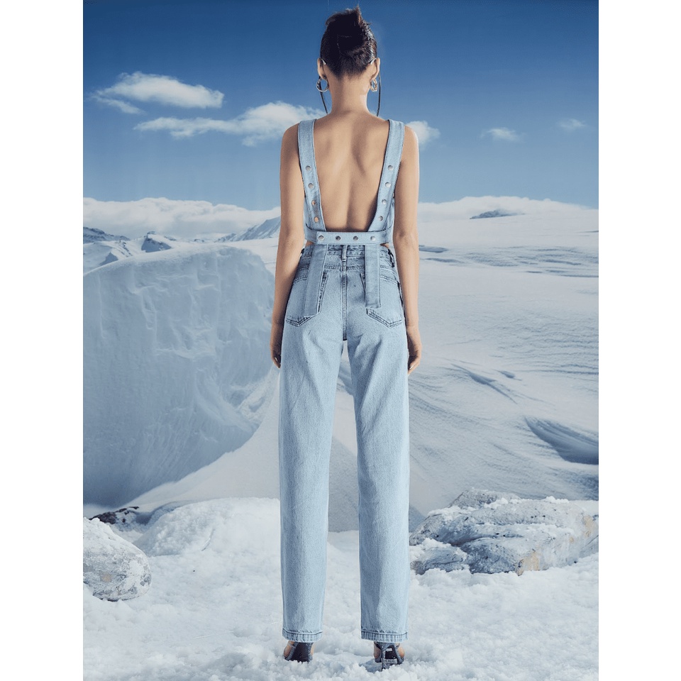 Quần jeans gân ống đứng Cao Stu